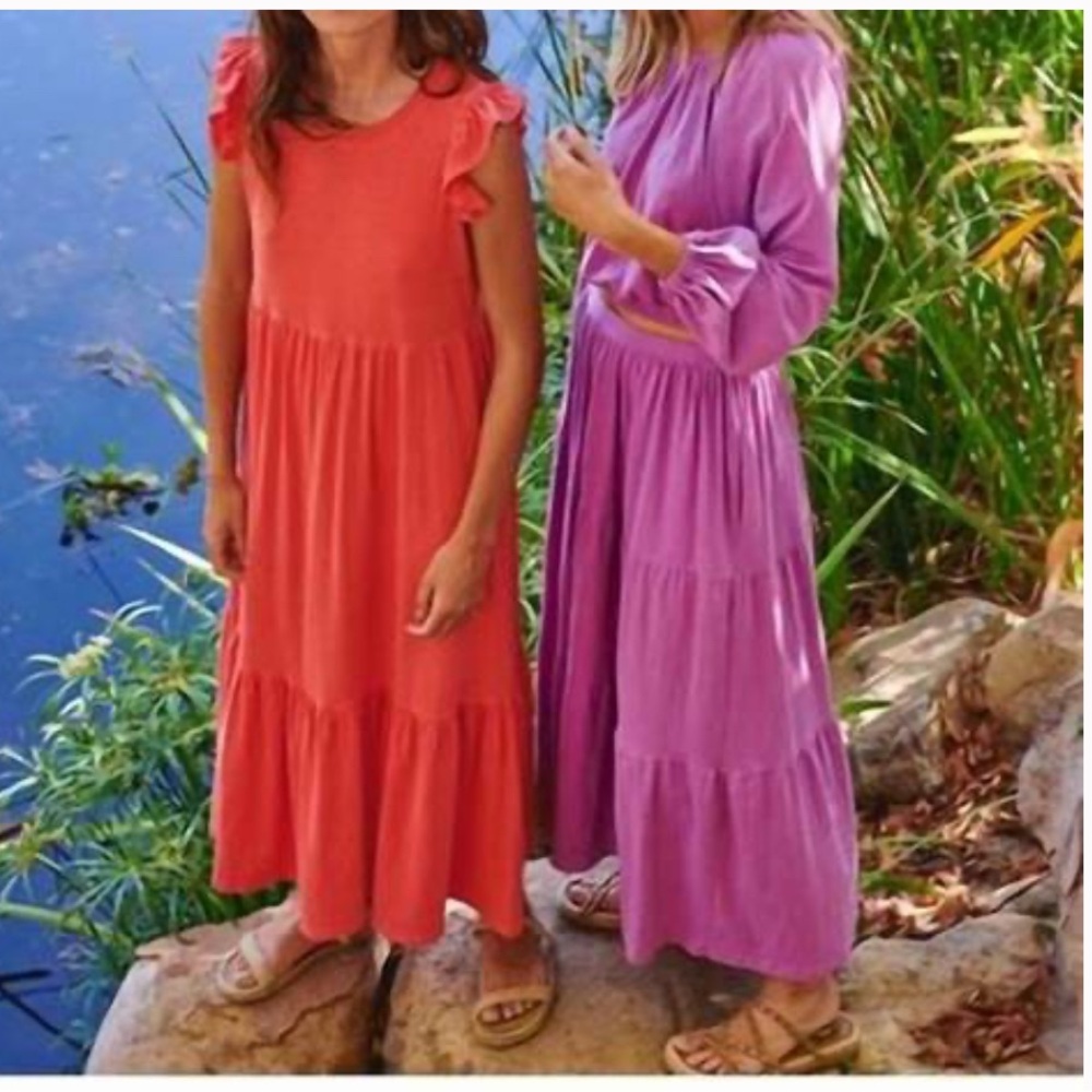 Sundry Tiered Maxi Skirt Soft Cotton Blend Pockets Pull On & Matching Top